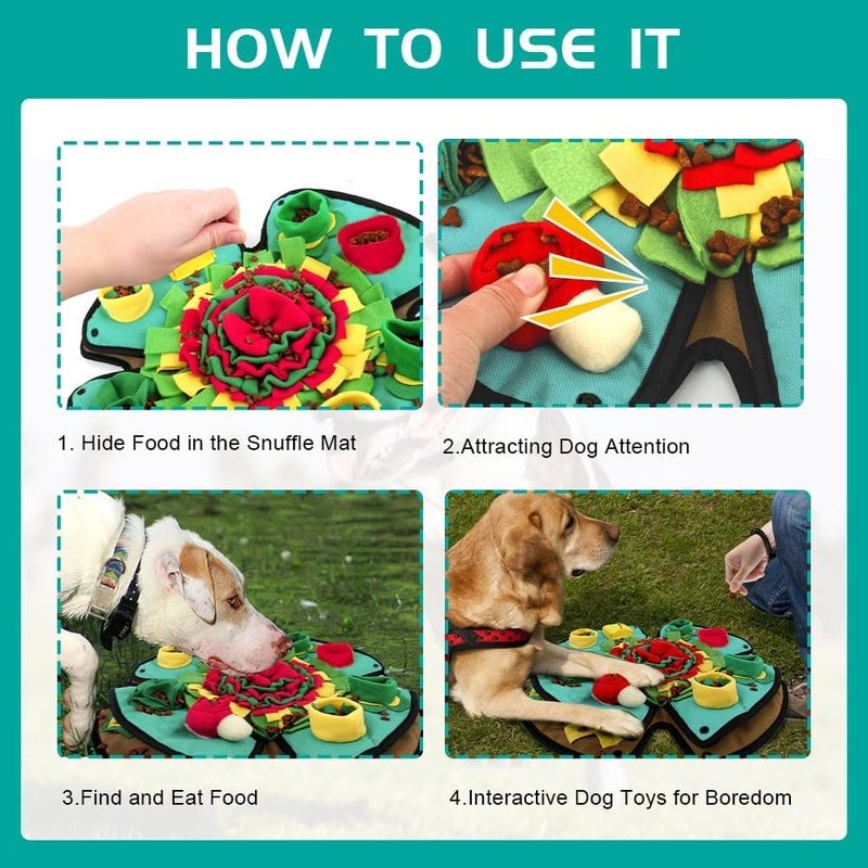 AWOOF Snuffle Mat for Dogs,19" x 19" Interactive Dog Puzzle Toys Encourages Natural Foraging Skills,Durable Dog Feeding Mat for Boredom and Mental Stimulation for Large, Medium and Small Dogs - Image 4